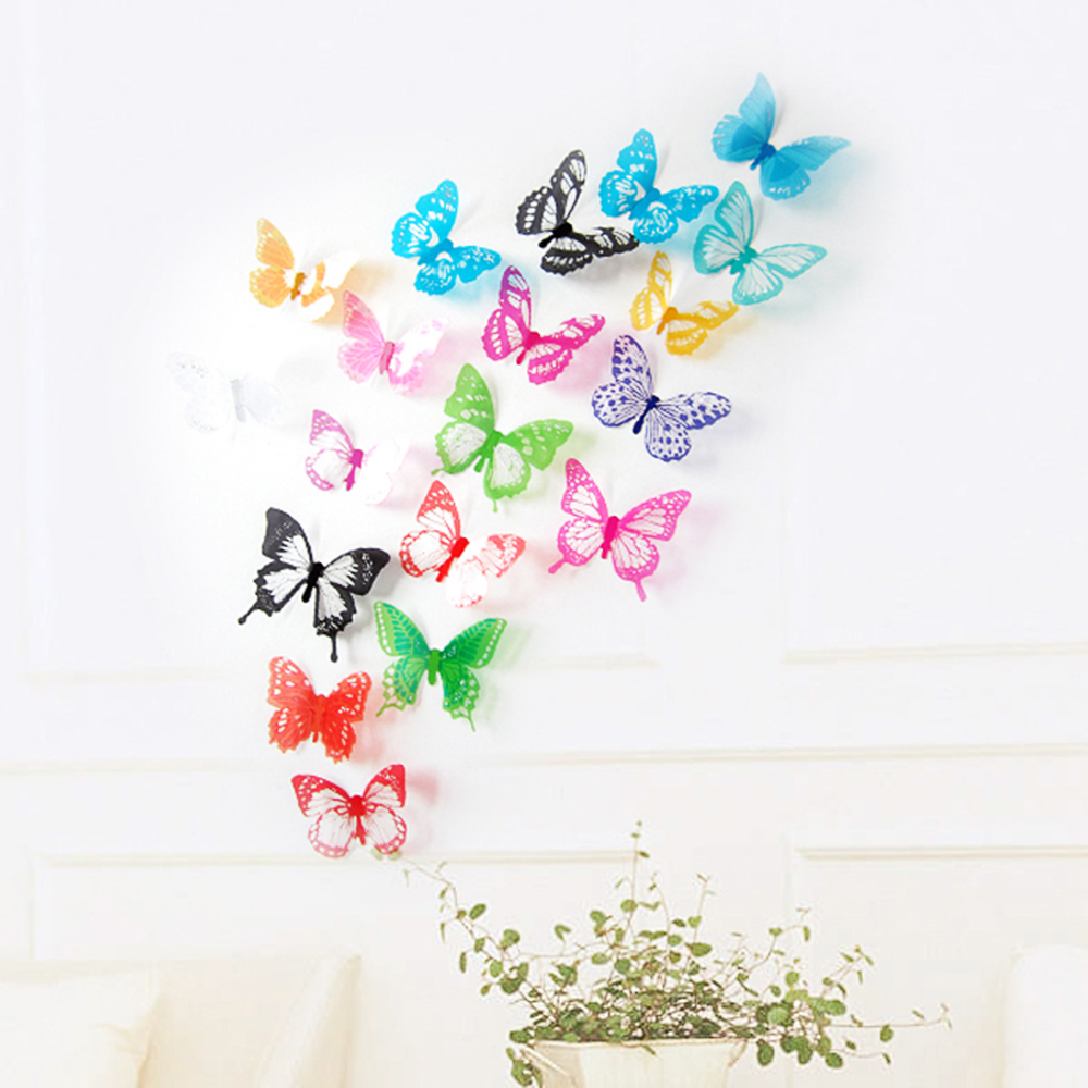 3D Schmetterlinge Blumen 12er Set Dekoration Wandtattoo Wandsticker